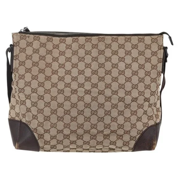 GUCCI GG Canvas Shoulder Bag Beige Silver 110054 Auth 151886 - Picture 3 of 16